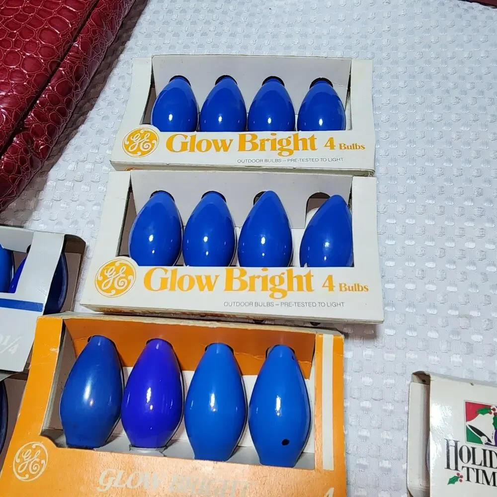 VINTAGE GE SET OF 4 C 9.25 BLUE CHRISTMAS REPLACEMENT BULBS 3 BOXES